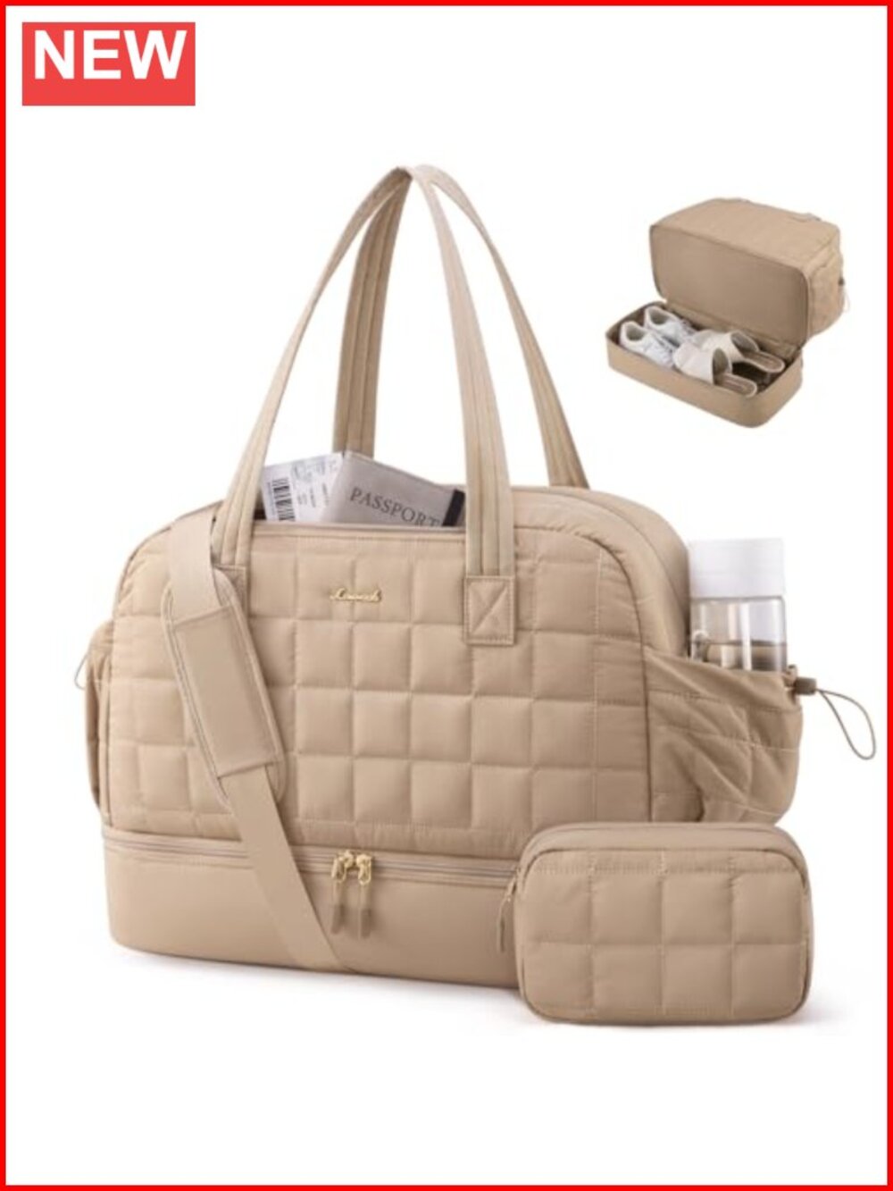 Large Travel Duffle Bag with Shoe Compartment, Weekender Carry On, Hospital